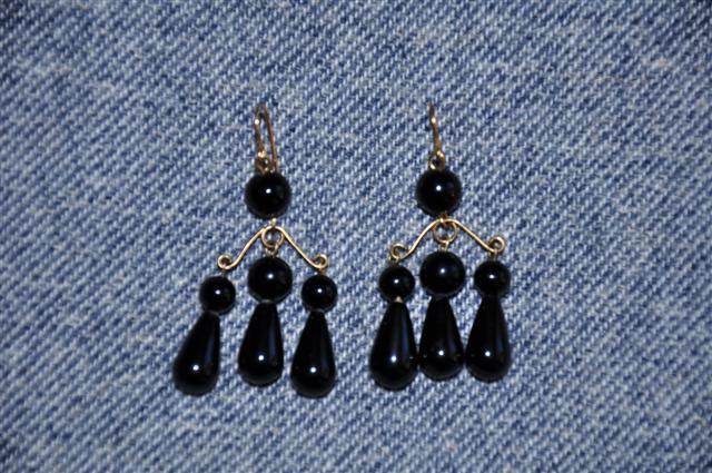 Large Black Onyx Earbobs